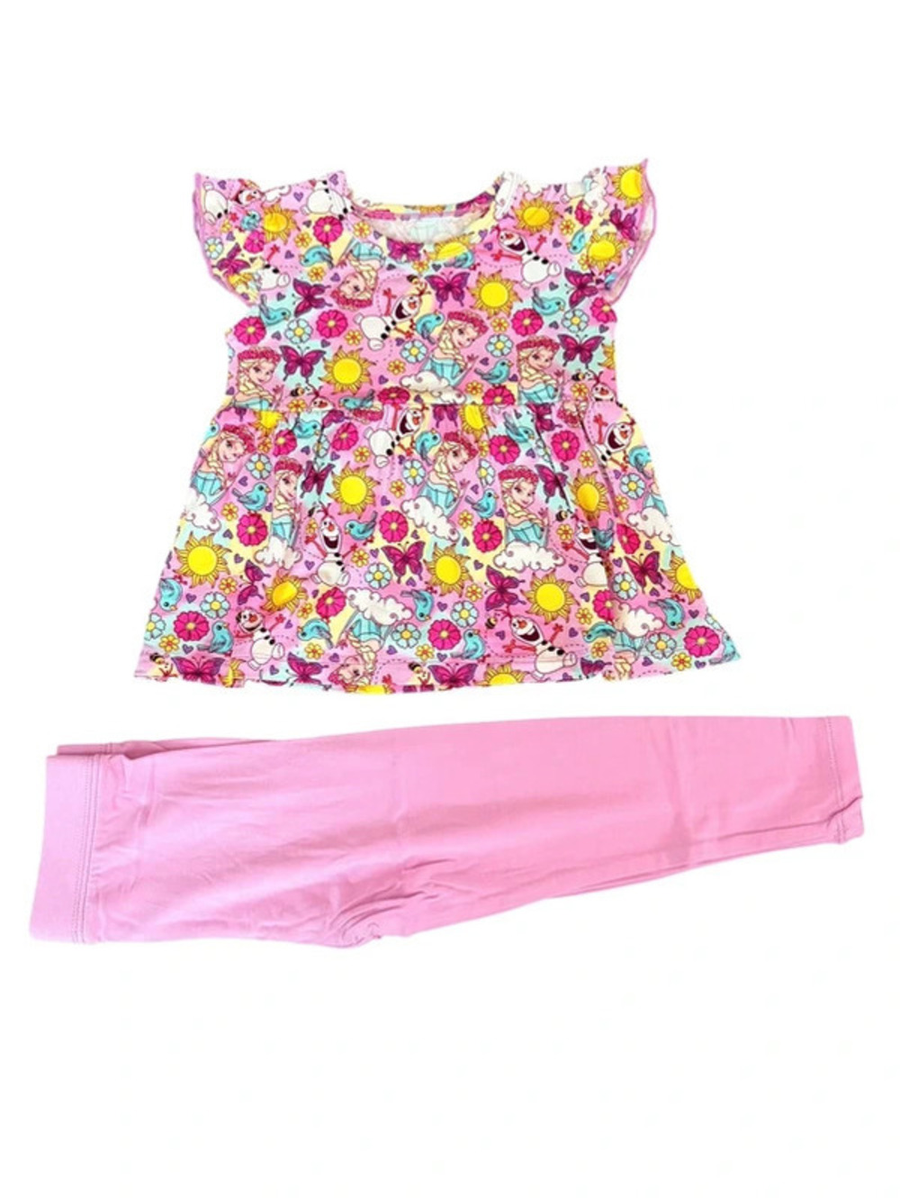 2T Darling Daisies Frozen Peplum & Leggings Set NWT